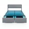 Grey Metal Slats Platform Bed Frame with LED Lights and Drawer